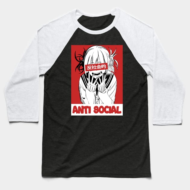 Anti Social Himiko Toga MHA Anime Japanese Text Baseball T-Shirt by lisanna